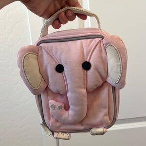 Pottery Barn Kids Playful Pink 3D Elephant Insulated Lunch Bag, Soft Tote